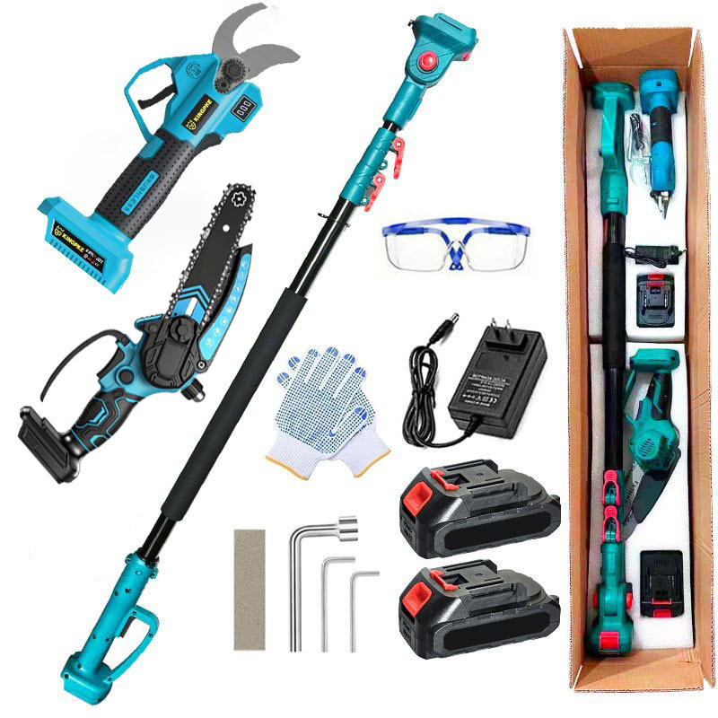 电动高枝锯伸缩杆砍树电锯充电式电链锯家用手持高枝锯加长杆
