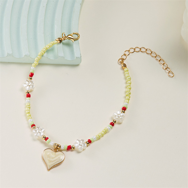 8g Weight Anklet Classification 1 Piece Quantity Holiday, Beach Occasion Seed Bead Material Heart Shape Pattern All Seasons Season Women's Gender Simple Style, Classic Style Style Wholesale Jewelry Simple Style Classic Style Heart Shape Seed Bead Anklet 11