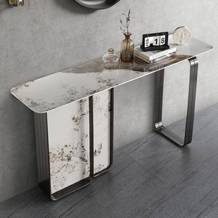 Italian Style Light Luxury Style Rock Board Entrance Table Modern Simple Large Apartment Villa High-end Marble Entrance Table Table