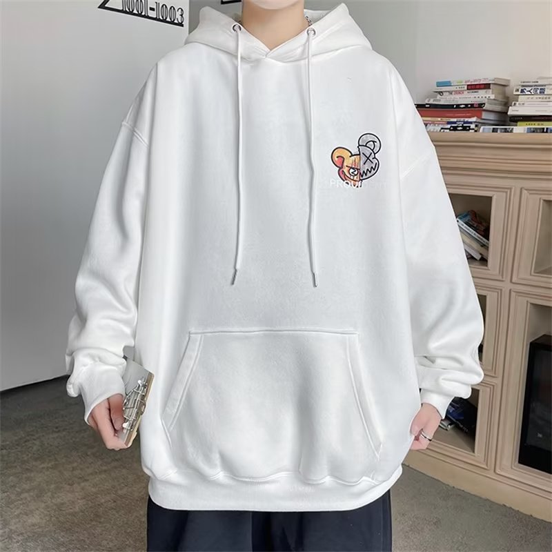 Men's Streetwear Cartoon Monster Letter Print Hoodie Graphic Sweatshirts with Kangaroo Pocket Design Long Sleeve Hoodie 2023 Casual Pullovers For Men_voghion.com