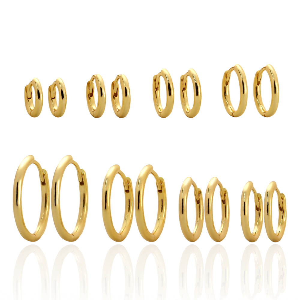 YHE0244 韩版简约质感圆圈耳扣 S925纯银个性光面叠戴耳钉耳骨环