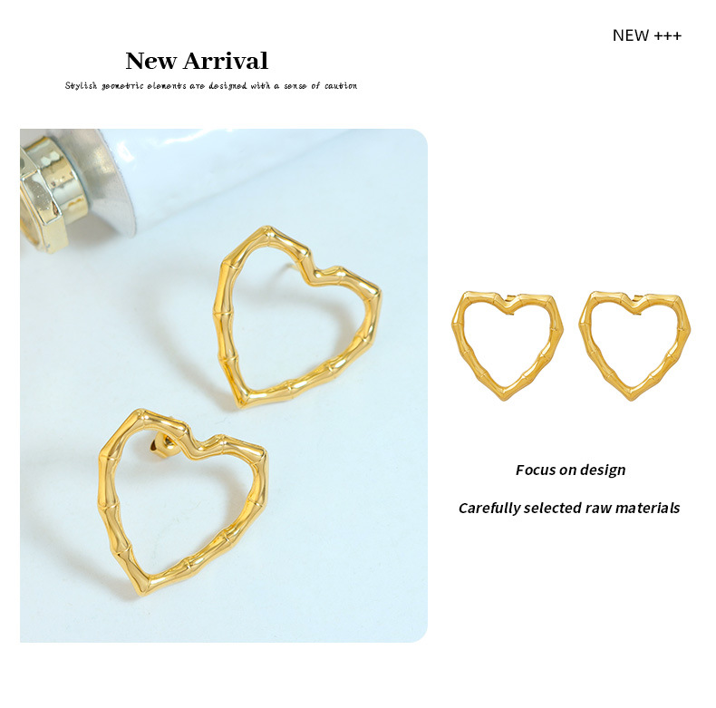 Elegant Heart Shape Titanium Steel Plating Ear Studs 1 Pair