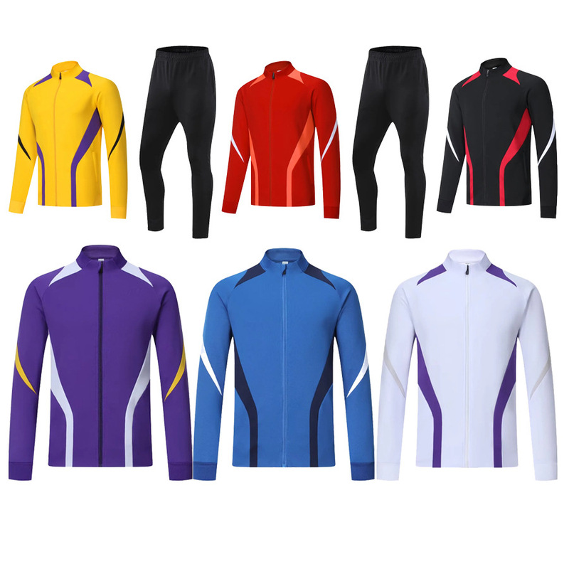 Cross-Border Football Training Sportswear Long-Sleeved Trousers Suit Adult Jacket Long Zipper Student Class Uniform Factory Clothing