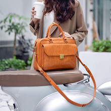 新款头层牛皮百搭休闲A4通勤包真皮时尚大容量单肩手提电脑男女包