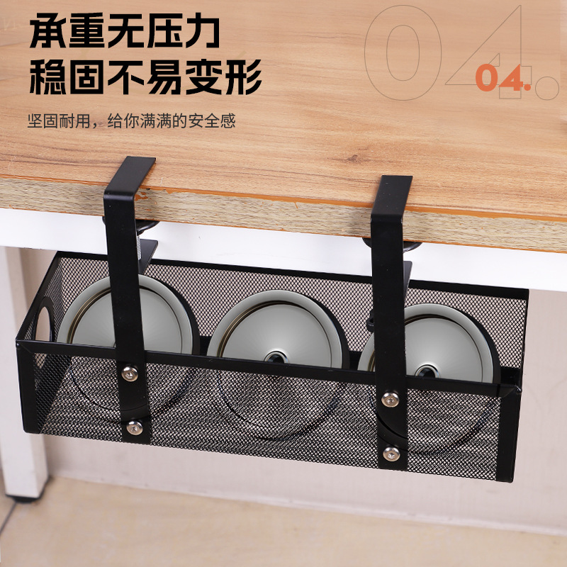 Transfronterizo Venta caliente fábrica Red de hierro bajo Tabla de cable organizador Punch-libre cesta de almacenamiento ajustable de almacenamiento rack de alambre socket