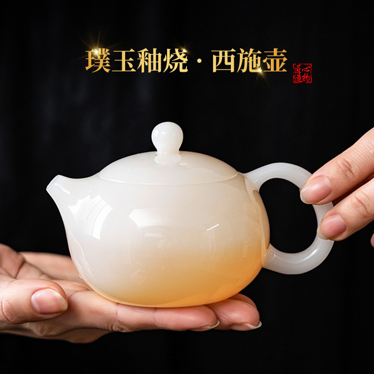 50,000 Pieces of Jade Ice Porcelain Xishi Pot, Purely Handmade Dehua White Porcelain Large Tea Brewing Ceramic Single Pot