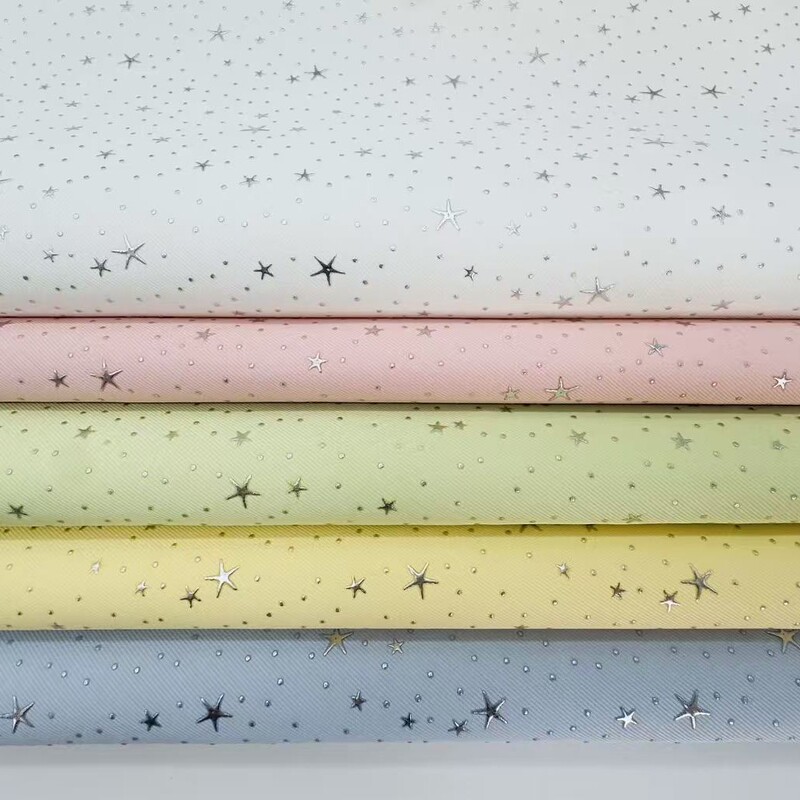 Matte Twill Star Fabric Pu Composite Glue-On Sequin Fabric for Bags, Notebooks, Shoes, and Hats