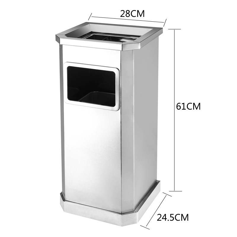 Comercial grande de acero inoxidable clasificación basura con Cenicero gran capacidad al aire libre Hotel vertical al aire libre extintor cubo