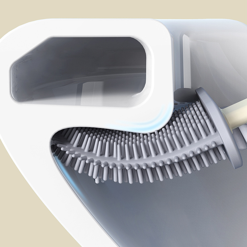 Cepillo de baño de goma suave para uso doméstico, cepillo de limpieza para baño estilo crema con base, cepillo de baño con varilla desmontable al por mayor.