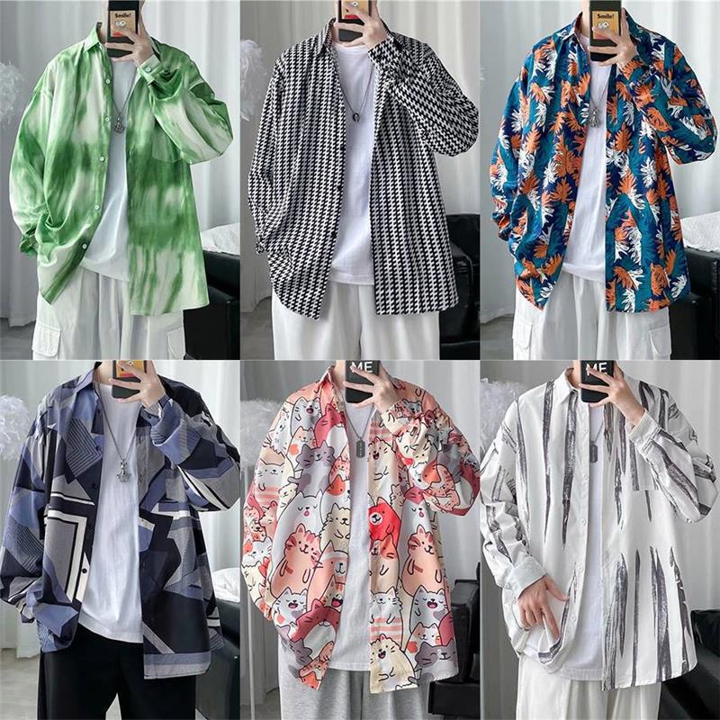 Spring and Autumn High-End Drapey Long-Sleeve Shirt for Men, Korean Style Ins Trendy Cool Niche Influencer Hong Kong Style Loose Floral Shirt Spring and Autumn High-End Drapey Long-Sleeve Shirt for Men, Korean Style Ins Trendy Cool Niche Influencer Hong Kong Style Loose Floral Shirt