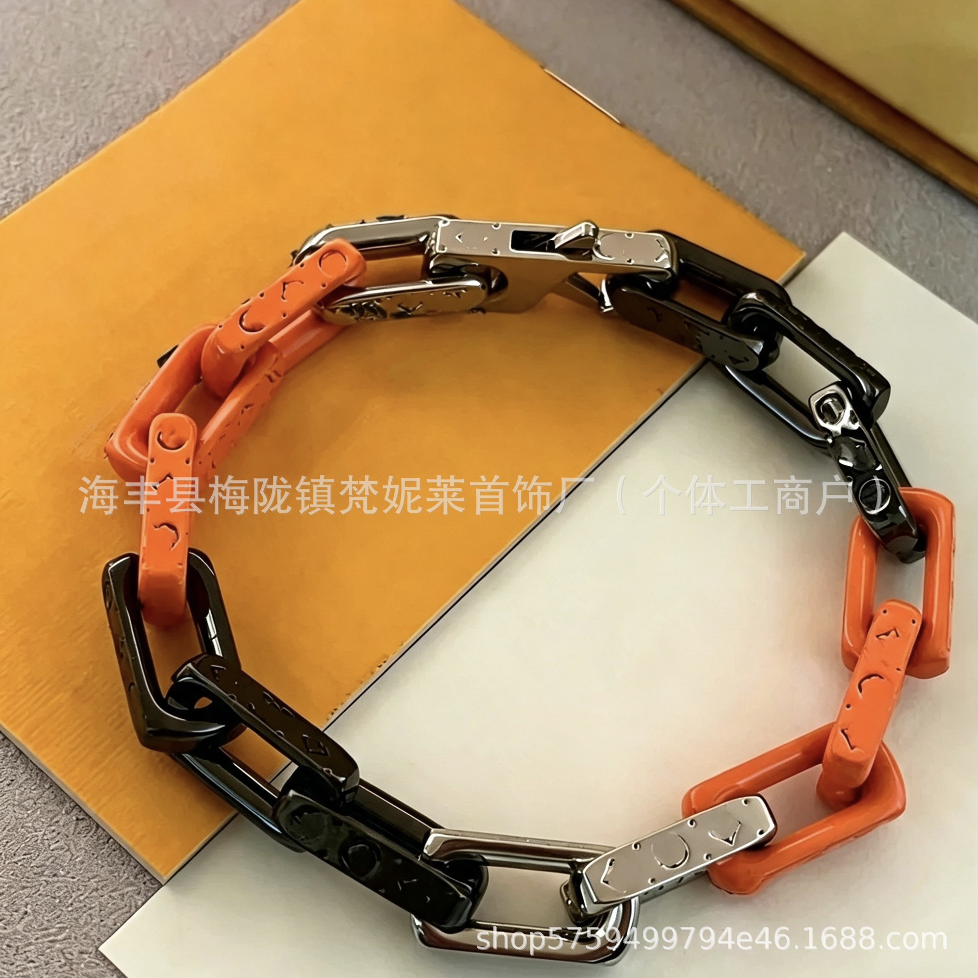 대나무 그라데이션 오렌지 팔찌 21cm