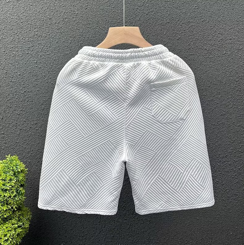 Men's Clothing Summer Casual Pants High Street Trendy Unisex 5/8 Length Shorts Light Luxury Style_viptrois.com