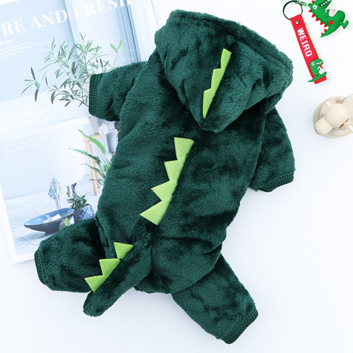 Winter Warm 4 Legs Coral Frill Fur Dogs Cats Pet Clothes Dinosaur Costume Wholesale 