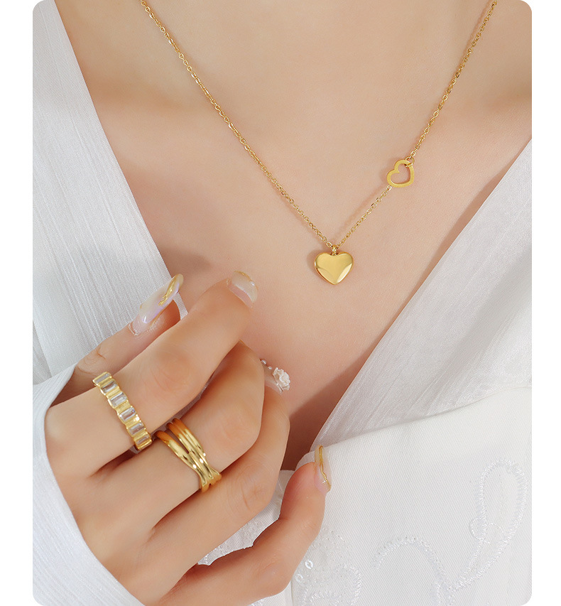 Fashion Heart Shape Titanium Steel Plating Necklace 1 Piece