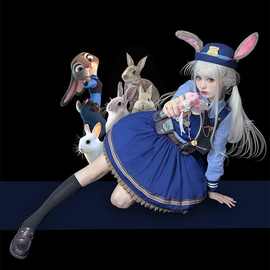 2023新款女童兔子警察帽子卡通兔耳头饰朱迪警官儿童可爱表演道具