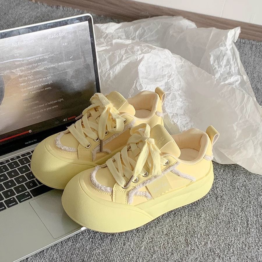 Versatile Spring-summer Original Women's 2025 New Model, Thick-soled White Sneakers, High-appearance Bread , Niche_vogvips.com