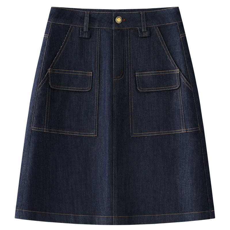 Blue summer thin denim skirt