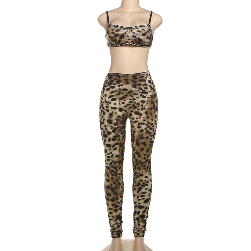 Spring Women Clothing Sexy Sexy Leopard Print Sexy Suspender High Waist Tight Trousers Two Piece Sets 8 Spring Women Clothing Sexy Sexy Leopard Print Sexy Suspender High Waist Tight Trousers Two Piece Sets