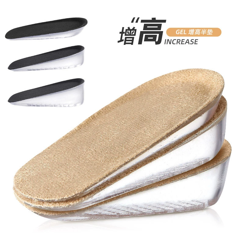Гелевая внутренняя повышающая стелька, мужская и женская фланелевая невидимая внутренняя повышающая подушка, дышащая, полная амортизирующая половинная Подушка 1 2 3 см