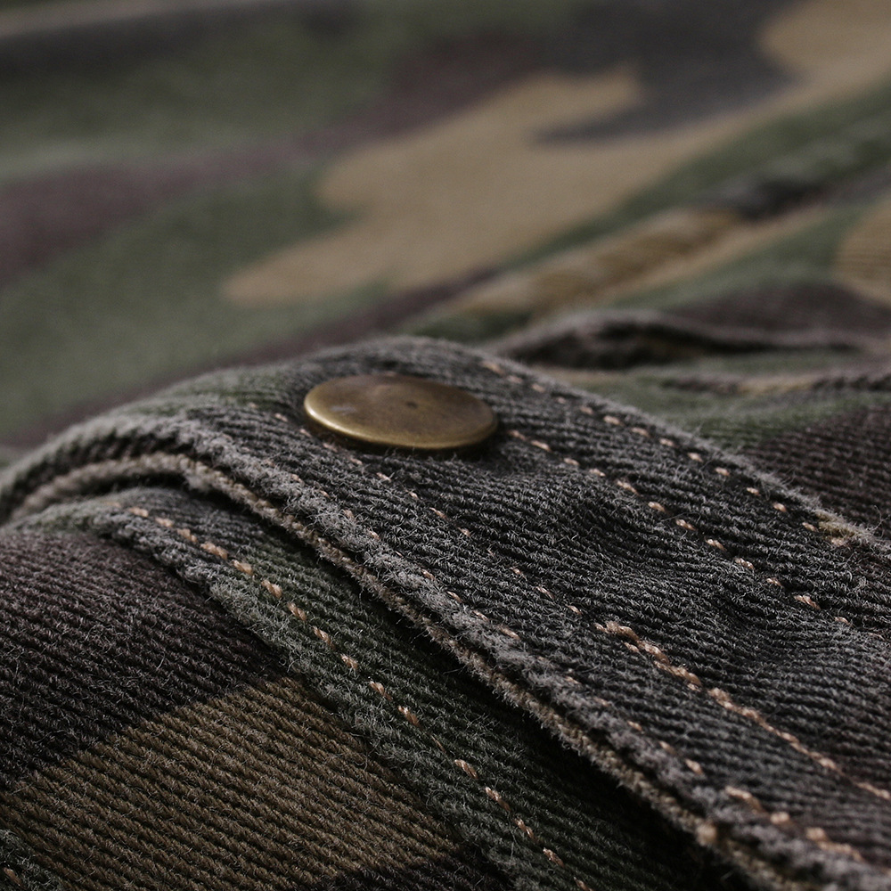 Camicia militare in jeans camouflage a maniche lunghe uomo_voghion.com