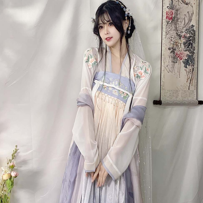 成人唐制汉服女中国风齐胸襦裙夏季新款飘逸仙气古装日常摄影服装