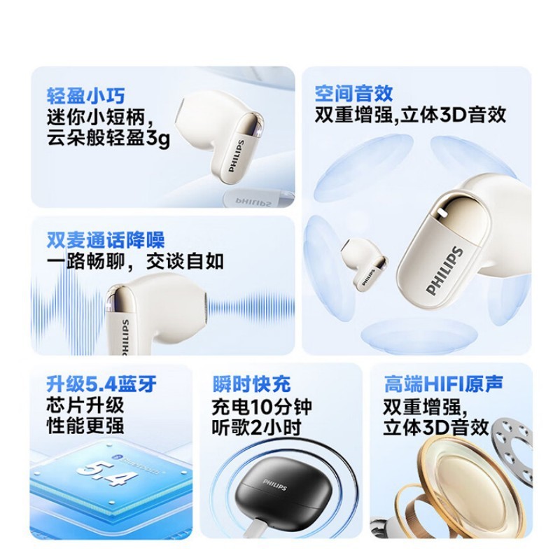 フィリップスTAT2169真 � � ワイヤレス半入耳式スポーツランニングステップ航続ブルートゥースイヤホン|undefined