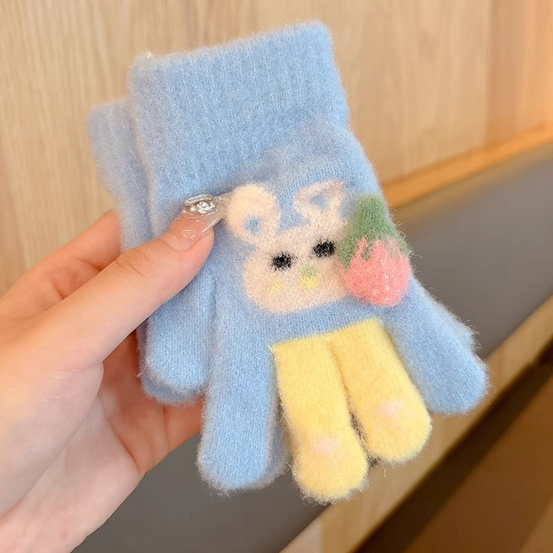Niños guantes de punto dedos niños niñas bebés guantes de calentamiento de cinco dedos niños invierno