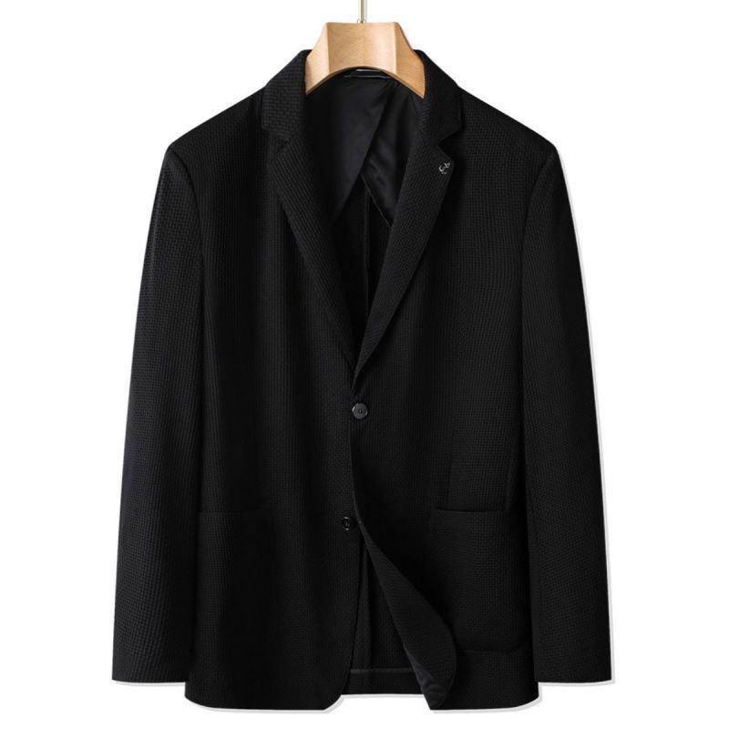 Summer plus size Ice Silk Suit Men's Fat Men's Loose Casual Dark Pattern Single Western Top Fat Men's Elastic Suit Jacket Thin