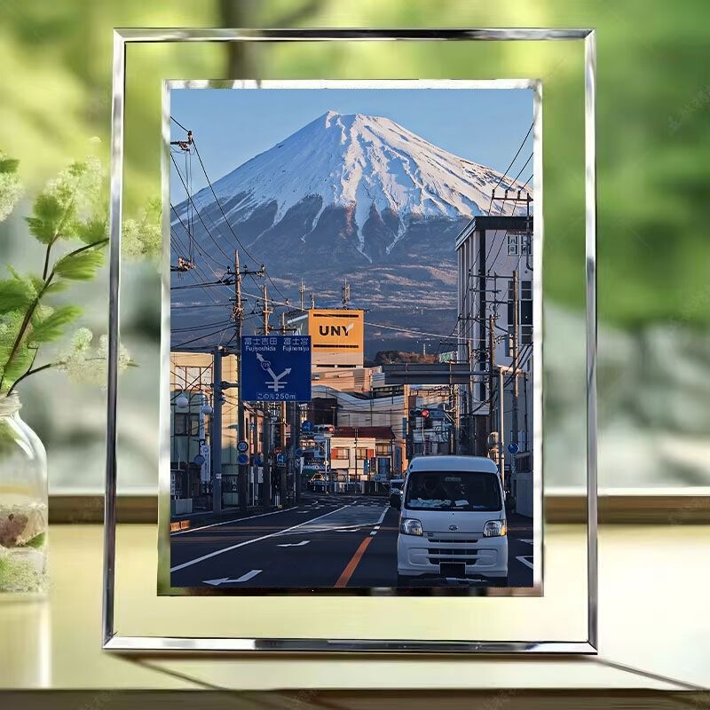 Japanese Version of Mount Fuji Crystal Glass Photo Frame Collection Commemorative Room Desktop Ornament Gift for Friends