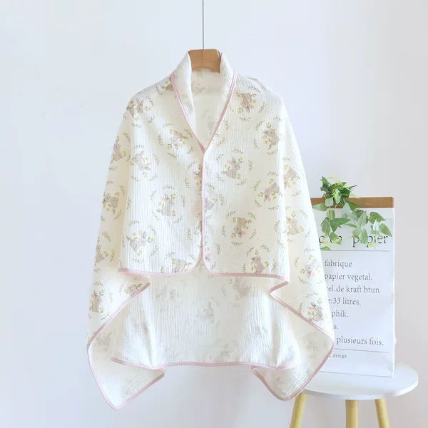Pure Cotton Gauze Shawl for Neck Protection, Postpartum Nursing Cape, Summer Thin Cape, Long Cape for Air-Conditioned Rooms