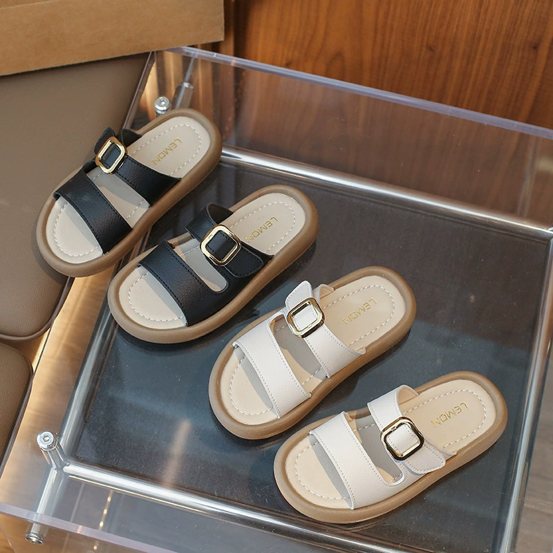 Детские тапочки 2024 Летние новые мальчики и девочки с липучкой одна педаль в пляжной обуви