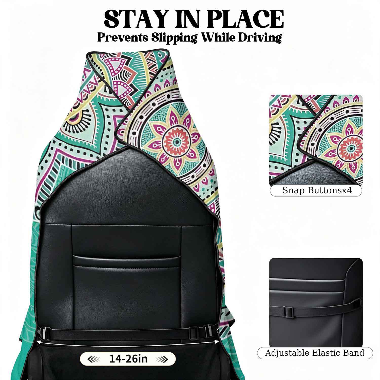 Printed bath towel and car seat cover 2-in-1, ultra-fine fiber outdoor beach and car dual-use universal seat cushion