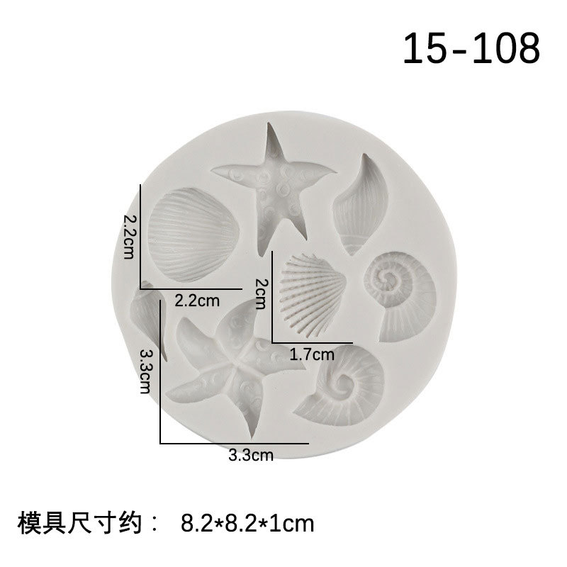 Océano serie sirena cola Shell Starfish Seahorse silicona molde fondant chocolate hornear decoración Accesorios