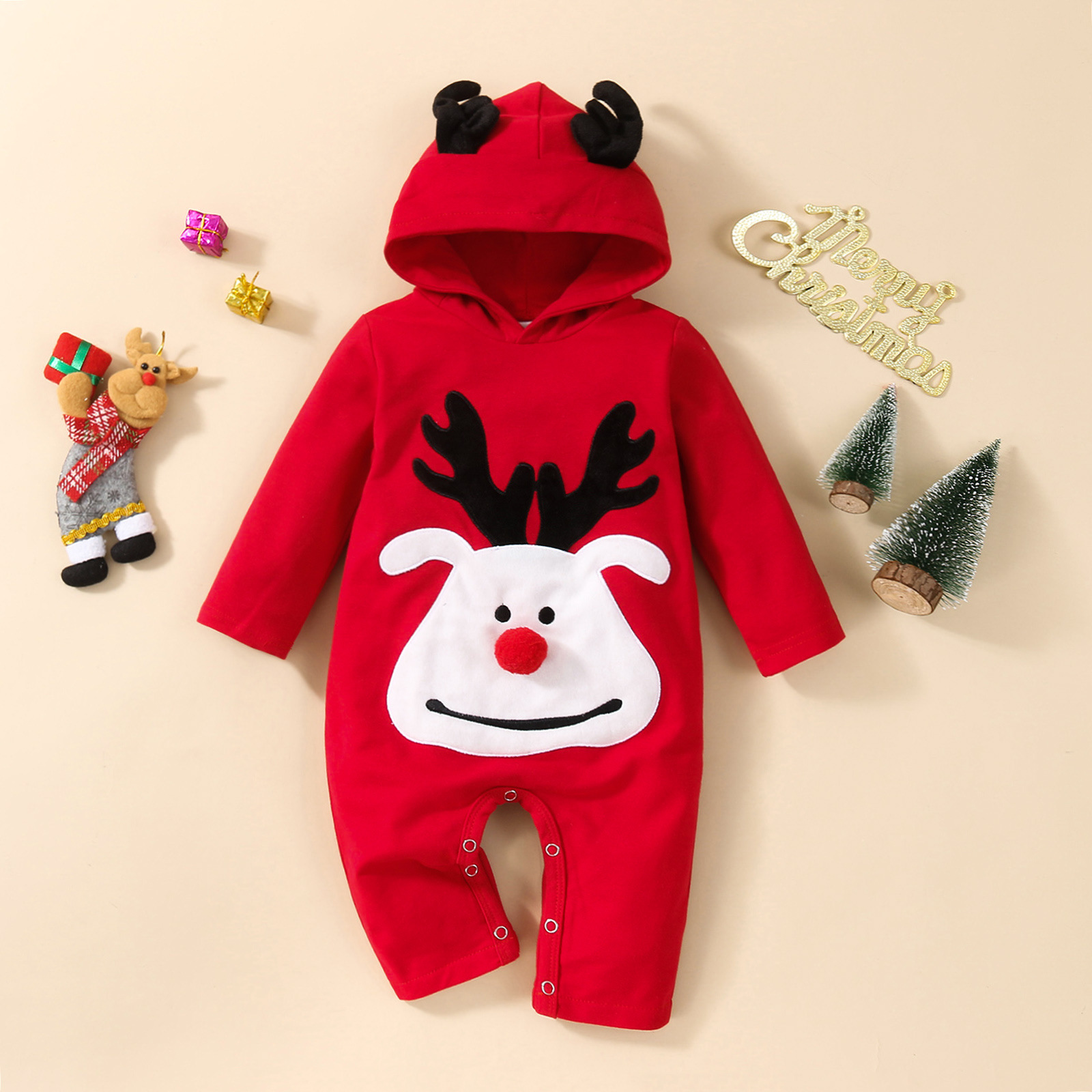 Christmas Cute Elk Cotton Blend Baby Rompers display picture 3