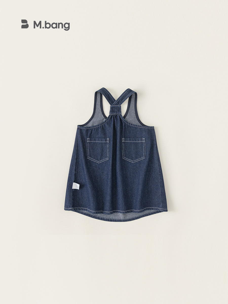 Yoobao ropa infantil de niña vaquero vestido de cinturón de otoño nuevo chaleco de bebé de color sólido vestido de otoño vestido infantil