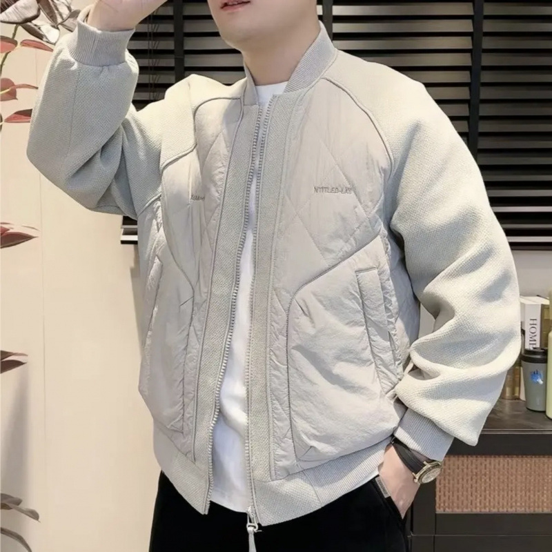 가을과 겨울 남자 누빔안감 바느질 자수 야구 칼라면 패딩 재킷 유행 올 매치 콜드 방지 따뜻한 재킷