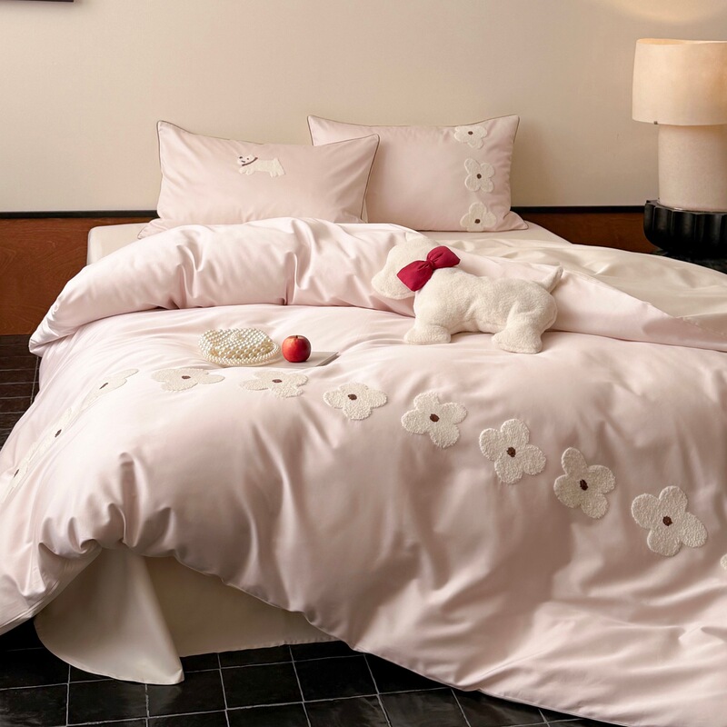 Spring and Summer 100-Count Long-Staple Cotton Pure Cotton Towel Embroidery Four-Piece Set 100% Cotton Bed Sheet Duvet Cover Gift Box Bedding Set Spring and Summer 100-Count Long-Staple Cotton Pure Cotton Towel Embroidery Four-Piece Set 100% Cotton Bed Sheet Duvet Cover Gift Box Bedding Set