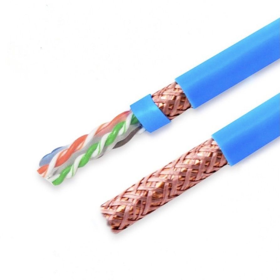 超五类双屏蔽网线CAT5E铜网屏蔽网络线 CAT6超六类双屏蔽工程网线-阿里巴巴