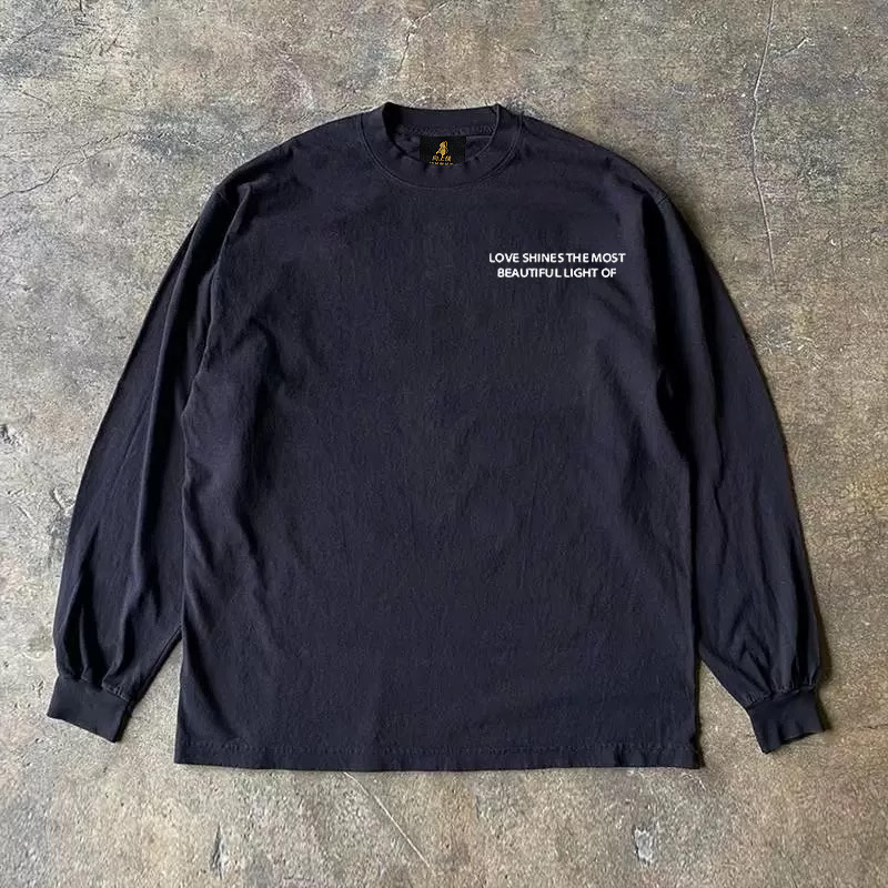 2025 Summer Couple Wear Men's T-Shirt Long Sleeve 260g Round Neck Off-Shoulder Loose Men's and Women's Same Style Class Uniform Hot Sale
