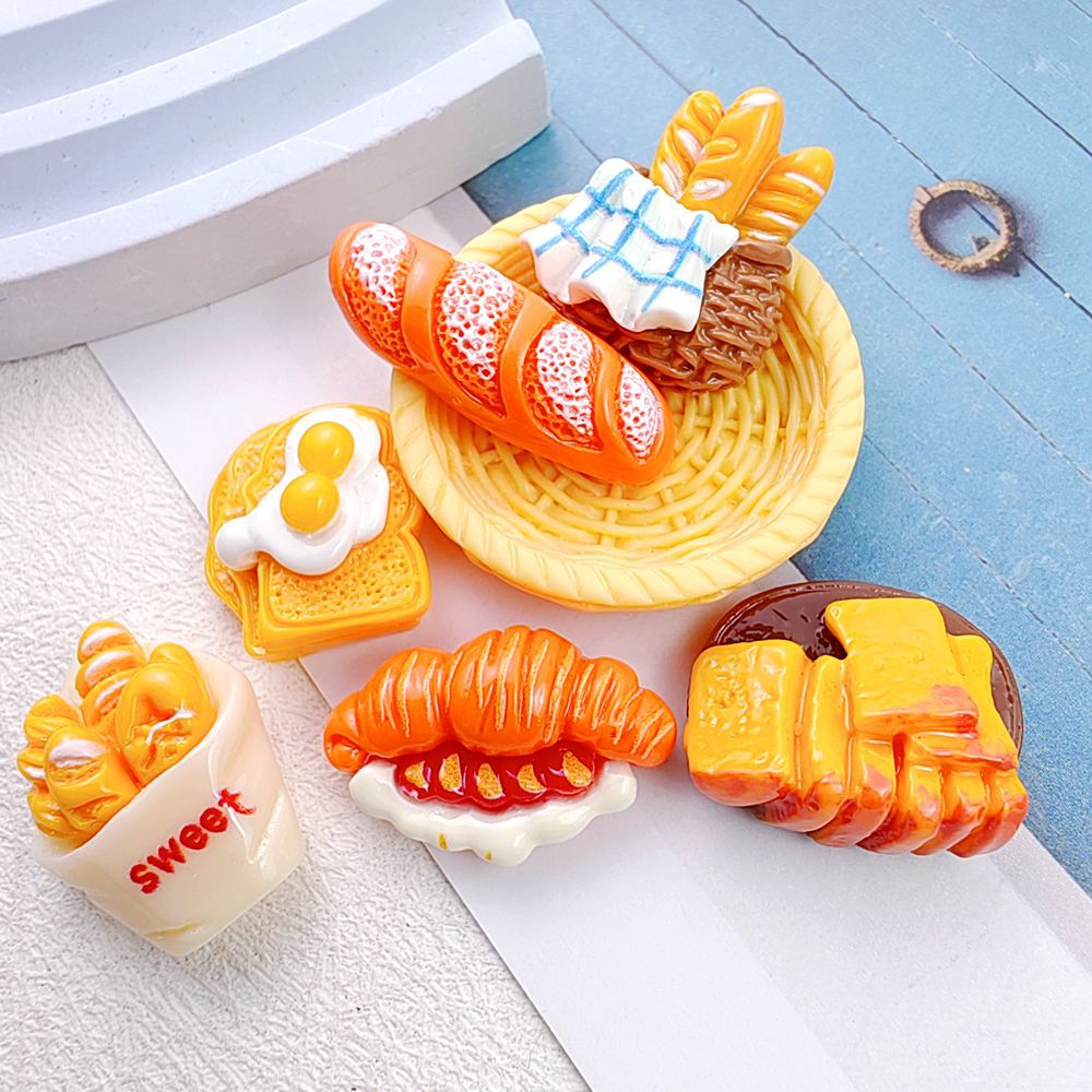 imitation food play bread baguette egg resin accessories cream glue diy phone case hairpin headdress shoe buckle patch