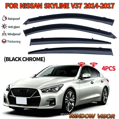 Suitable for Nissan Rain shield - cross-border-precision-manufacturing-can-be-labeled-on-behalf-of-the-customer-nissan-skyline-mk13-v37-2014-2017-pc-injection-molding-thickened-with-black-glossy-trim-rain-shield
