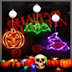 国境を越えたハロウィーンカボチャ魔女造形灯hallowenショーウインドー装飾吸盤灯コウモリledランプ2024