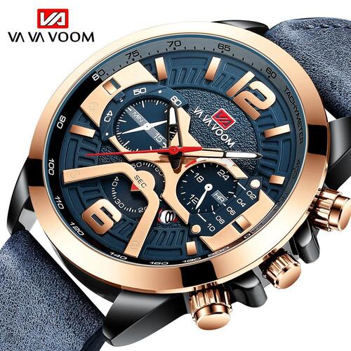 Cross-border foreign trade six-pin 8329 casual men's watch business belt watch calendar men's watch belt sports hand wholesale