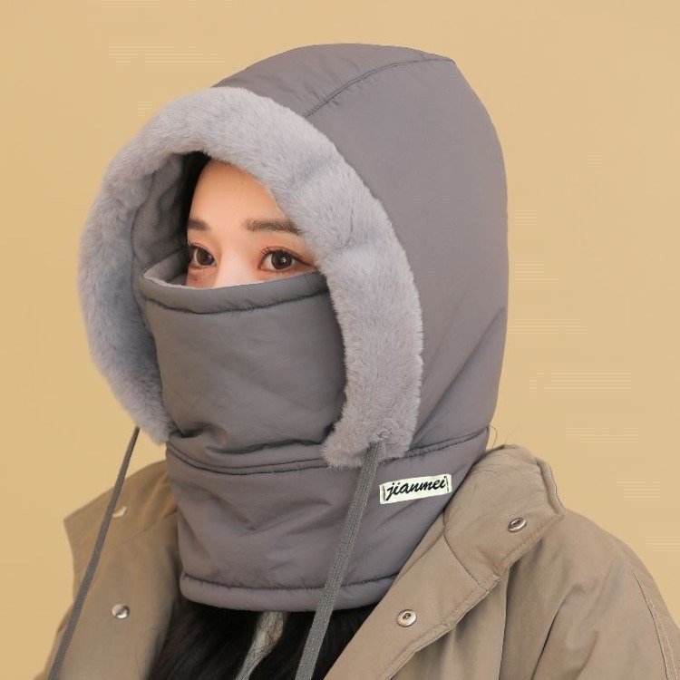Winter Cycling Hat Thermal Neck Gaiter Mask Integrated Cold-Proof Windproof Hood Fleece Thickened Trapper Hat