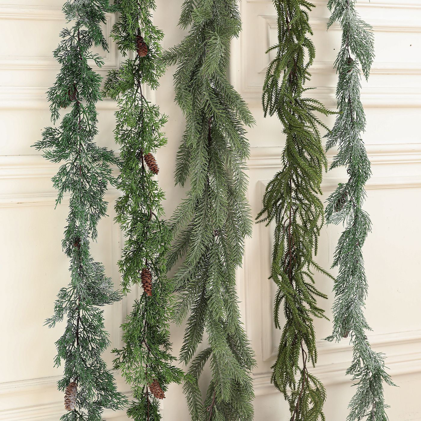 Nuevo estilo de imitación de vid Pe hoja de ramas de flores de plantación verde pared colgante pared colgante puerta colgante vid decoración de Navidad