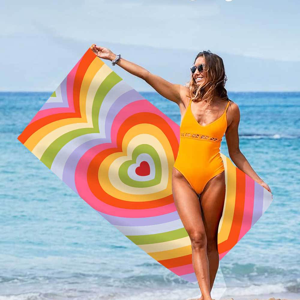 220g Weight Beach towel Home Textiles & Decor Type Superfine Fiber Material Heart Shape, Smiley Face, Flower Pattern Cute Style Cute Heart Shape Smiley Face Flower Superfine Fiber Beach Towel Towels 5