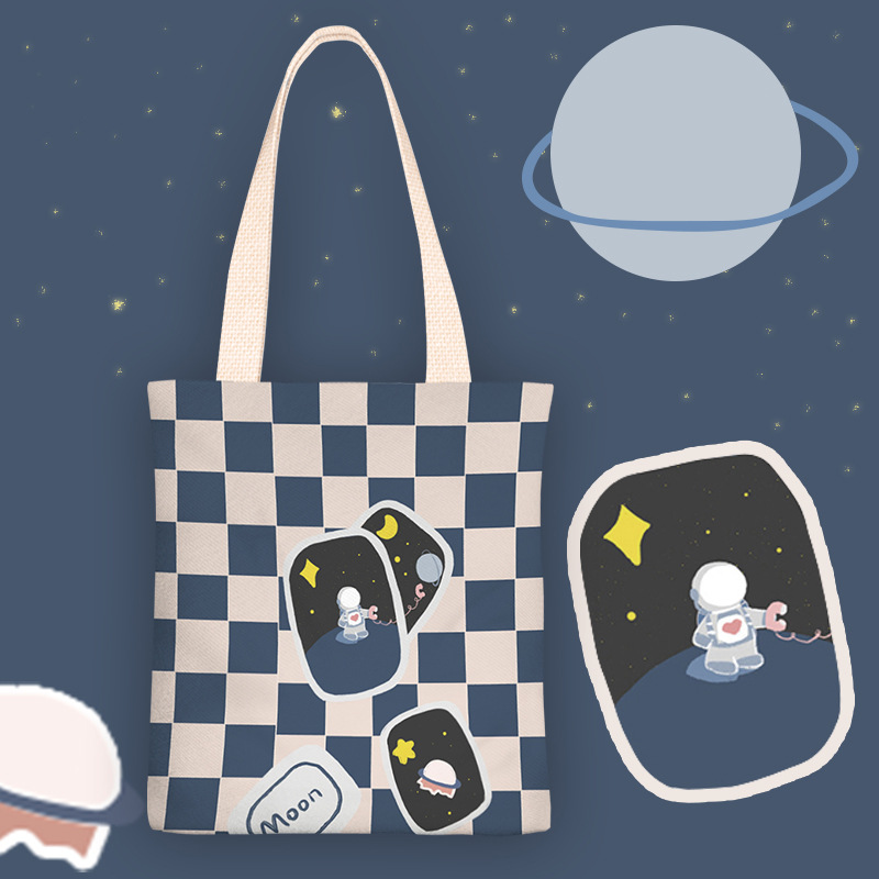 个性卡通宇宙连线学生帆布包单肩包帆布手提袋大容量购物袋