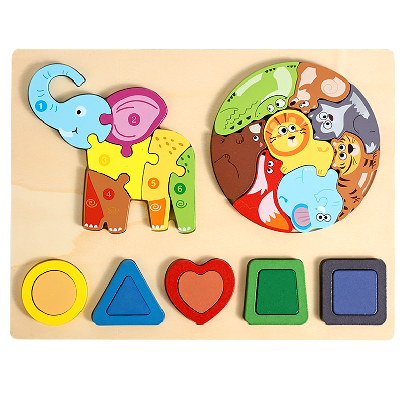 Nuevos productos de forma geométrica puzzle animal digital tridimensional puzzle tablero de dibujo de la educación temprana puzzle forma emparejada bloques de construcción