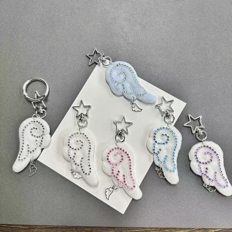 Korean Ins-Style Angel Wings Star Chain Vintage Y2K Japanese-Style Girl Fabric Wings Keychain Bag Pendant