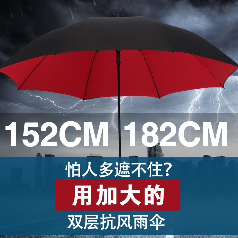 150cm Giant Double-Layer Golf Umbrella, Automatic Portable Black Rubber Sunshade, Sun Protection, Dual-Use Umbrella for Both Sunny and Rainy Weather, Outdoor